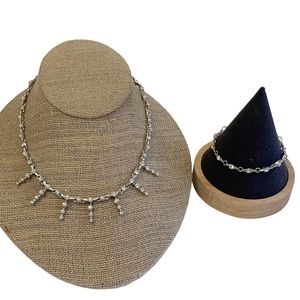 Napier evening wear prom wedding silver sparkling rhinestone jewelry set Y2K